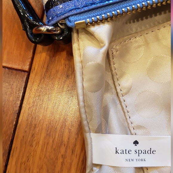 Kate Spade Striped Crossbody. Pink, Periwinkle, Black, White, Aqua - Picture 8 of 12